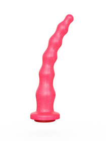 Розовый удлинённый анальный стимулятор с шариками - 22 см.