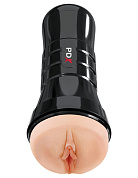 Телесный мастурбатор-вагина в черной колбе Super Juicy Snatch XXL фото в интим магазине Love Boat