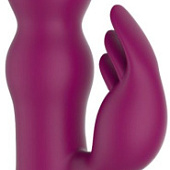 Сливовый вибратор-кролик AN Stamen с массажем бусинами - 22 см.