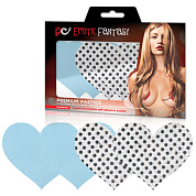 Набор из голубых и серебристых пэстисов-сердец True Blue фото в интим магазине Love Boat