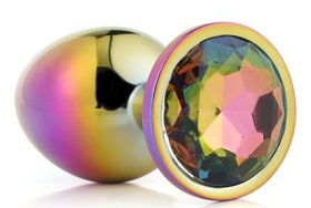 
Голографическая анальная втулка с радужным кристаллом - 7,1 см. фото в интим магазине Love Boat