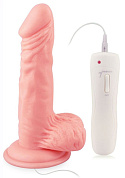 Телесный вибратор 7  Vibrating Dong with Vibrating Balls - 16 см. фото в интим магазине Love Boat