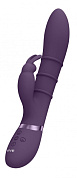 Фиолетовый вибромассажер-кролик с 3 стимулирующими кольцами Sora - 24,2 см. фото в интим магазине Love Boat