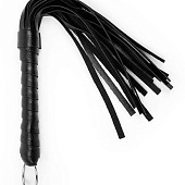 Черная плеть с рукоятью в оплетке - 28 см.