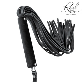 
Черная кожаная плеть-флоггер - 84 см. фото в интим магазине Love Boat