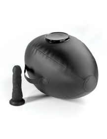 Черный надувной мяч с платформой для фиксации дилдо Body Dock Inflatable Love Ball