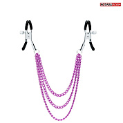 
Оригинальные зажимы на соски с тройной розовой цепочкой фото в интим магазине Love Boat