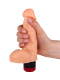 Гелевый вибромассажёр с мошонкой - 19 см.
