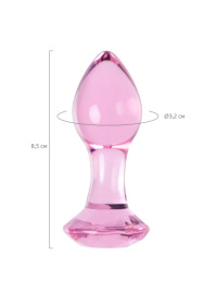 Розовая анальная втулка из стекла - 8,5 см.