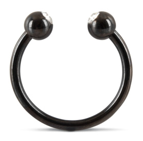 
Черное металлическое кольцо под головку со стразами Glans Ring фото в интим магазине Love Boat