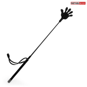 
Черный стек с наконечником-ладошкой - 55 см. фото в интим магазине Love Boat