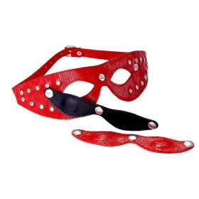 
Красная кожаная маска со съёмными шорами фото в интим магазине Love Boat