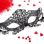 Черная ажурная текстильная маска  Марлен 