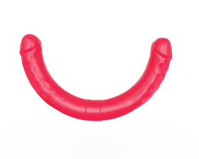 Розовый двусторонний гелевый фаллоимитатор - 44 см.