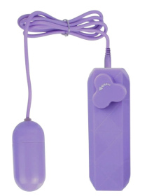 Фиолетовое виброяйцо с пультом управления на проводе фото в интим магазине Love Boat