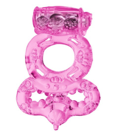 Розовое эрекционное кольцо с вибратором и подхватом фото в интим магазине Love Boat