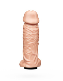 Большая телесная фаллическая насадка на трусики с плугом - 20,5 см.