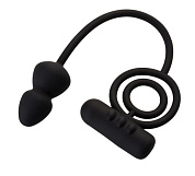 Чёрное эрекционное кольцо с вибропулькой и анальным хвостом фото в интим магазине Love Boat