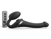 Черный безремневой страпон Multi Orgasm Size S с клиторальной стимуляцией фото в интим магазине Love Boat