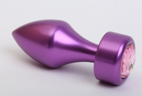 
Фиолетовая анальная пробка с широким основанием и розовым кристаллом - 7,8 см. фото в интим магазине Love Boat