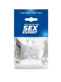 Прозрачное эластичное эрекционное кольцо с 6 шариками