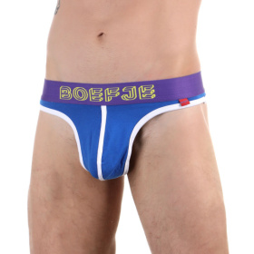 Синие сексуальные трусы-тонги с широким поясом фото в интим магазине Love Boat