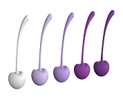Набор из 5 фиолетово-белых шариков CHERRY KEGEL EXERCISERS фото в интим магазине Love Boat