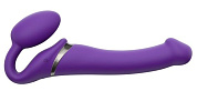 Фиолетовый безремневой вибрострапон Silicone Bendable Strap-On - size M фото в интим магазине Love Boat