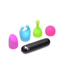 Вибропуля с 4 эластичными насадками Rechargeable Bullet With 4 Attachments фото в интим магазине Love Boat