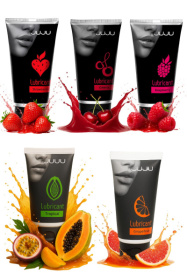 Набор из 5 съедобных лубрикантов JUJU (клубника, малина, тропические фрукты, вишня, грейпфрут) фото в интим магазине Love Boat