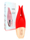 Красный мини-вибратор с раздвоенным кончиком - 12,3 см.