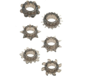Набор из 6 дымчатых эрекционных колец MENZSTUFF 6PC STRECHEABLE RING SET фото в интим магазине Love Boat