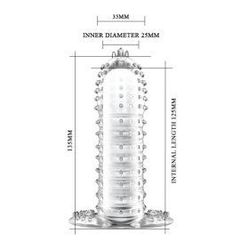 Прозрачная насадка на фаллос с закрытой головкой Penis Sleeve - 13,5 см.