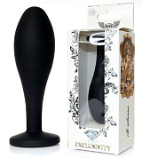 Черная анальная втулка с прозрачным кристаллом - 9,2 см. фото в интим магазине Love Boat