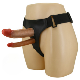 Темно-бежевый фаллопротез для двойного проникновения - 17,5 см. фото в интим магазине Love Boat