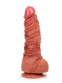 Телесный фаллоимитатор с имитацией шибари - 25 см. фото в интим магазине Love Boat