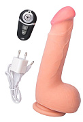 Телесный вибратор REALSTICK ELITE VIBRO с пультом ДУ - 19 см. фото в интим магазине Love Boat