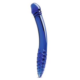 Синий двусторонний стеклянный стимулятор 11’’ Double-sided Glass Dildo For G-Spot P-Spot Stimulation - 28 см. фото в интим магазине Love Boat