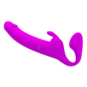 Лиловый безремневой страпон с вибрацией Zanini фото в интим магазине Love Boat