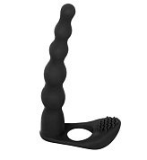 Черная вибронасадка для двойного проникновения Farnell - 17 см. фото в интим магазине Love Boat