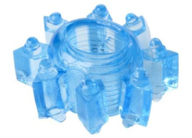 Голубая гелевая насадка-звезда фото в интим магазине Love Boat