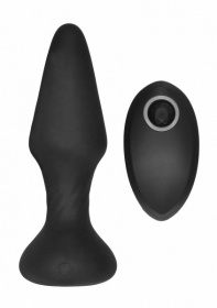Черный анальный вибромассажер N 81 Rechargeable Remote Controlled Butt Plug - 14 см. фото в интим магазине Love Boat