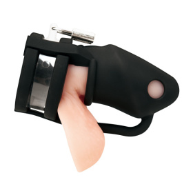 Черная клетка для пениса Silicone Small 2 in Cock Cage With Ball Divider