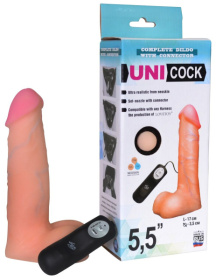 Фаллическая насадка Харнесс UNICOCK 5,5  с вибрацией - 17 см. фото в интим магазине Love Boat