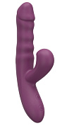 Фиолетовый силиконовый вибратор с эффектом фрикций - 21,8 см. фото в интим магазине Love Boat