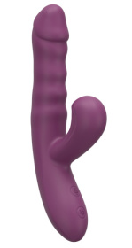 Фиолетовый силиконовый вибратор с эффектом фрикций - 21,8 см. фото в интим магазине Love Boat