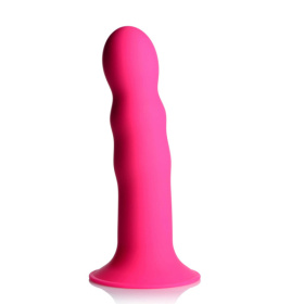 Розовый гибкий фаллоимитатор Squeeze-It Wavy Dildo - 18,3 см. фото в интим магазине Love Boat