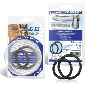 
Набор из двух черных силиконовых колец разного диаметра SILICONE COCK RING SET фото в интим магазине Love Boat