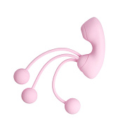 Розовый вакуумный стимулятор клитора с вагинальными виброшариками фото в интим магазине Love Boat