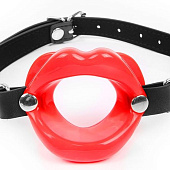 Красный кляп-губки на черном регулируемом ремешке